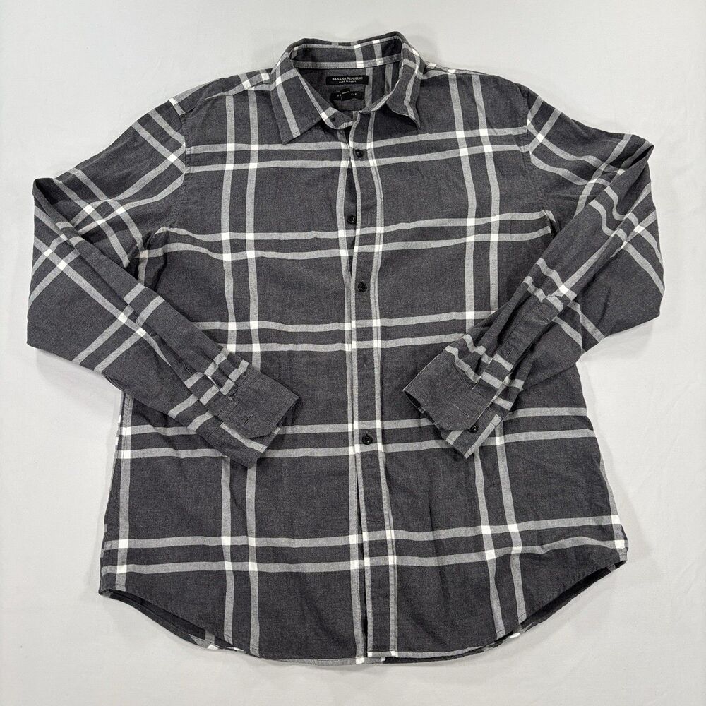Banana Republic Grant Fit Luxe Flannel Plaid Long Sleeve Button Up Shirt XL